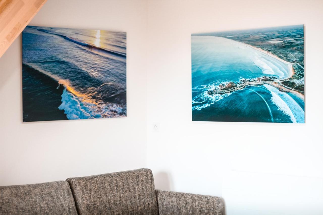 DUPLEX VUE MER PANORAMIQUE avec balcon&piscine proche commerce Penmarcʼh Esterno foto